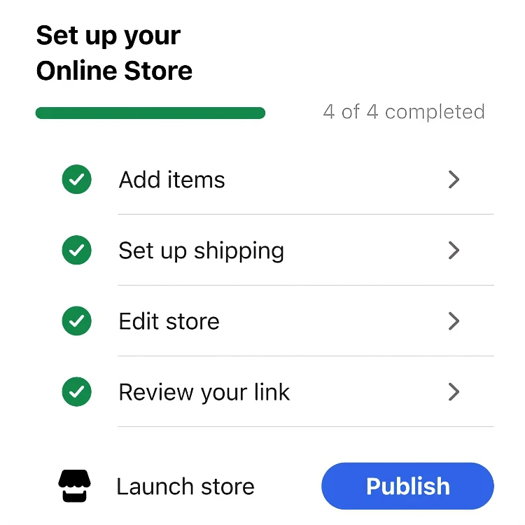 SumUp Online Store steps
