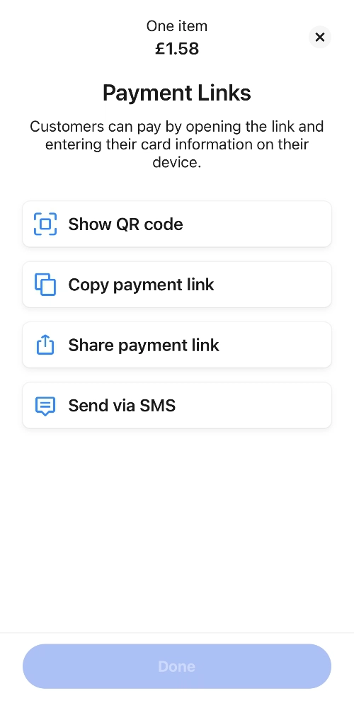 SumUp App payment link options