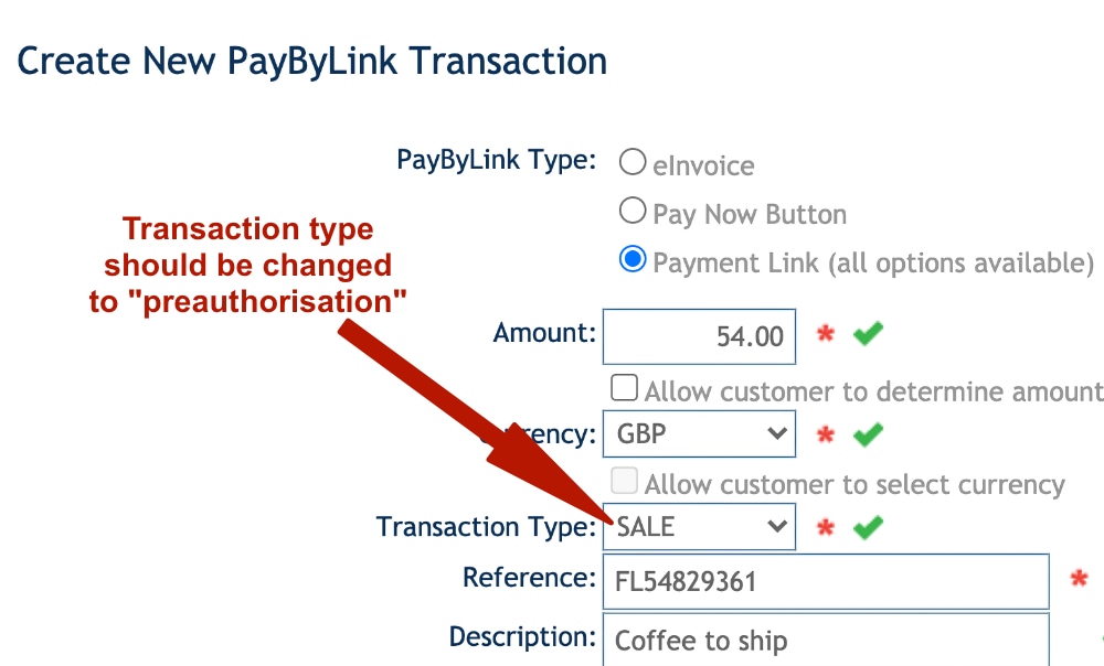 Takepayments preauth link Takepayments preauth link creation