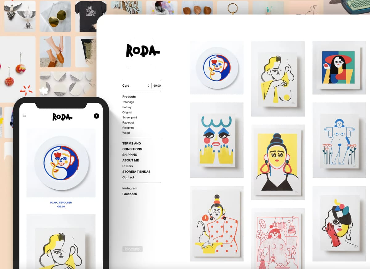 Big Cartel on desktop and phone screens