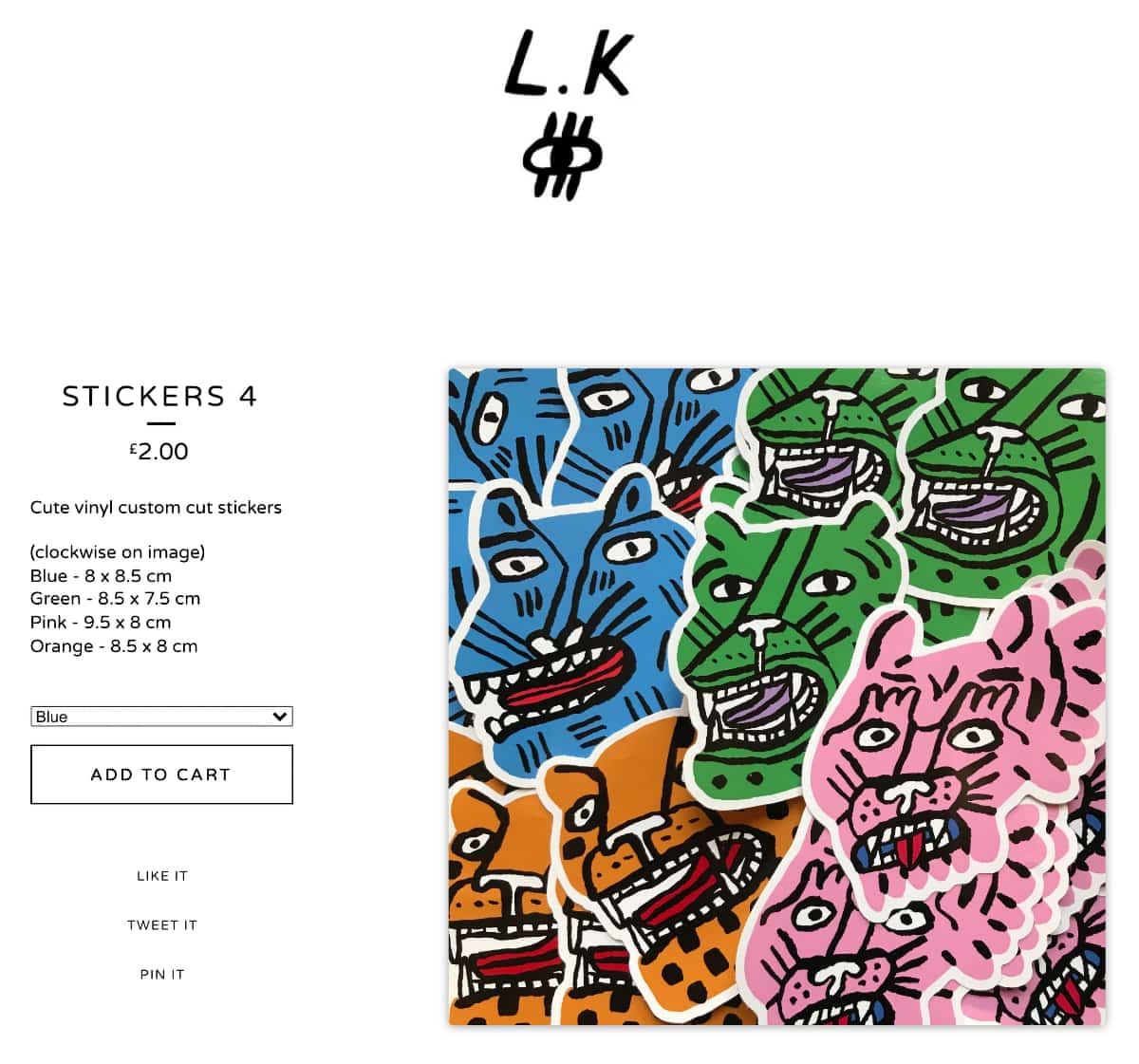 Big Cartel product listing example