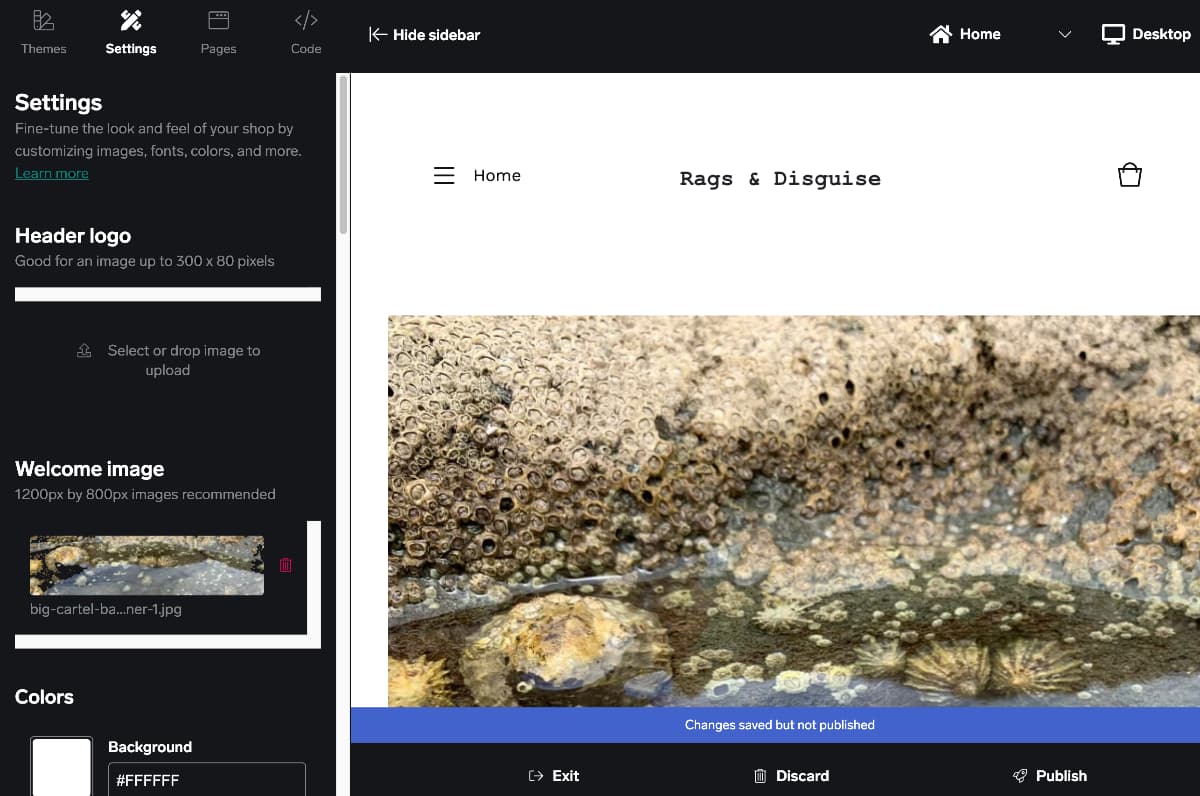 Big Cartel desktop editor