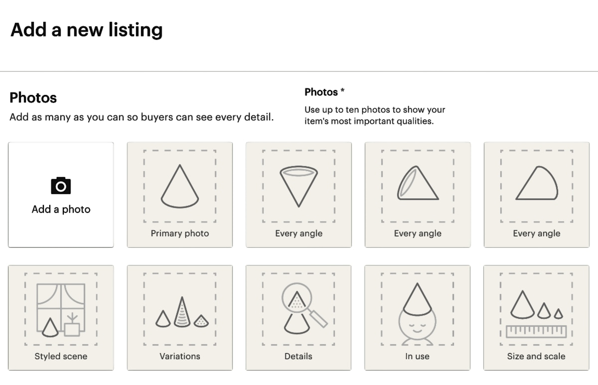 Etsy product listing – photo upload suggestions Etsy product photo suggestions