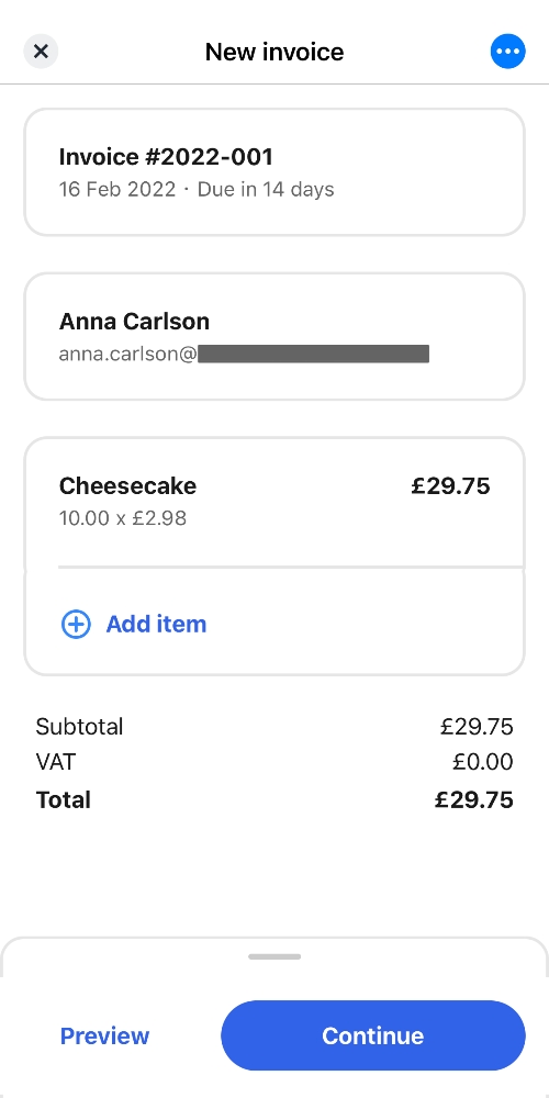 SumUp App – invoice creation