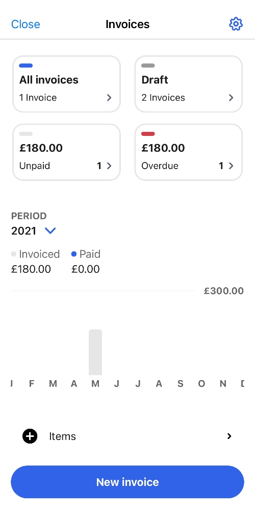 SumUp App – invoice section SumUp Invoices screen in app