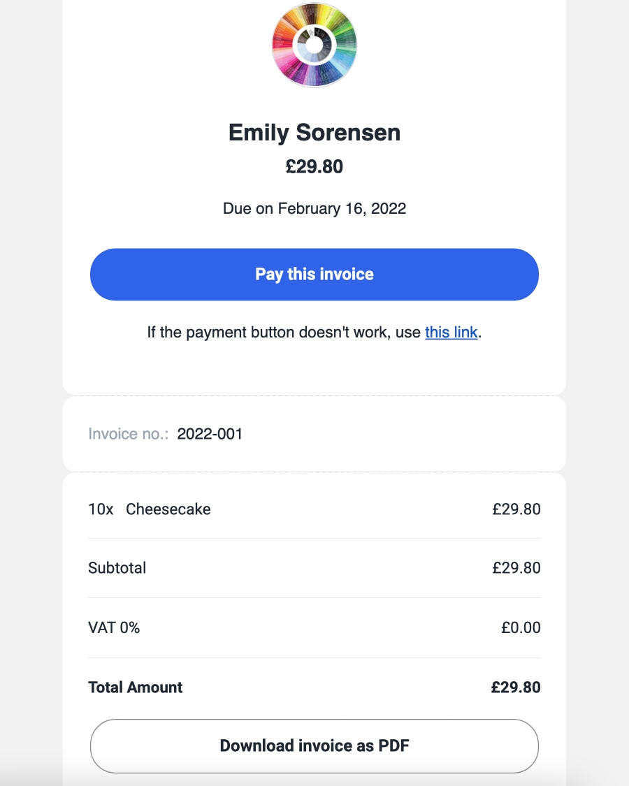 SumUp email invoice link email invoice with SumUp payment link