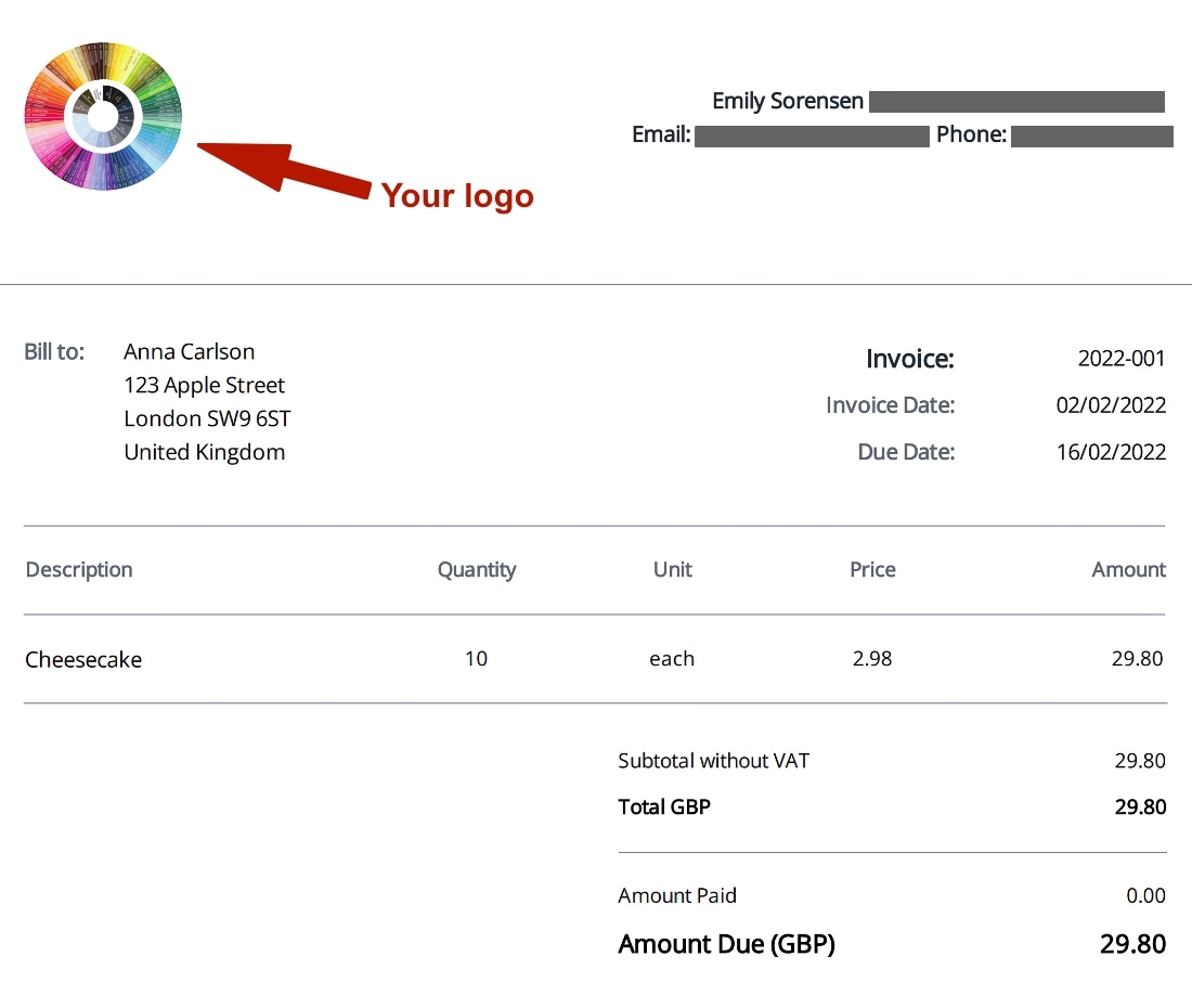 This is what a SumUp invoice looks like