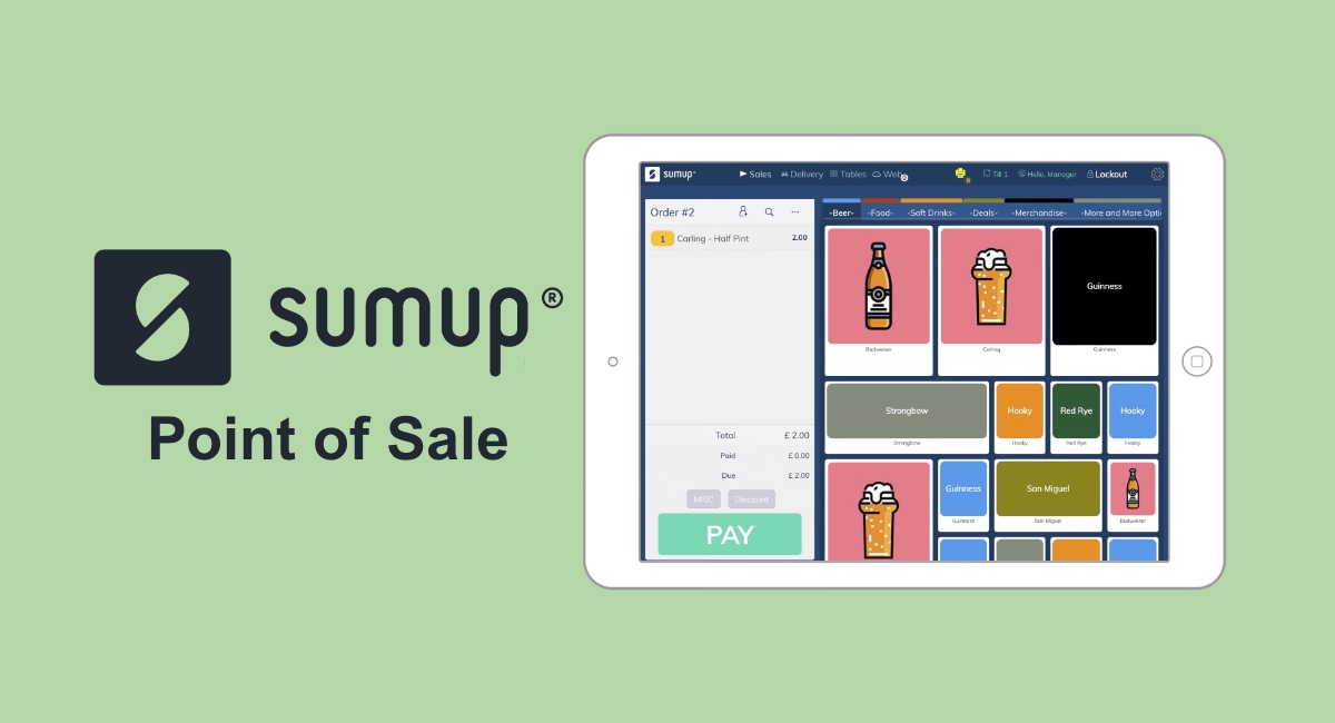 SumUp Point of Sale logo next to tablet