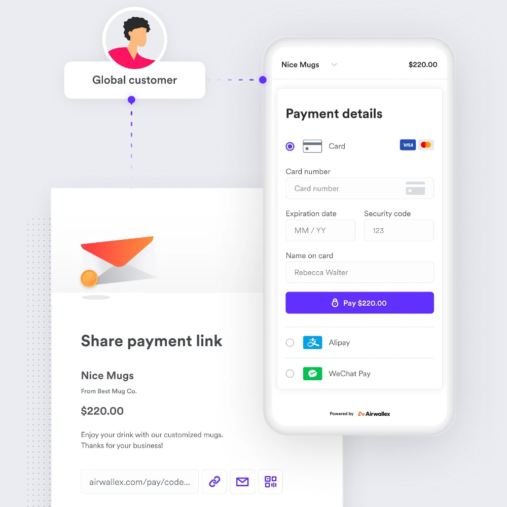 Airwallex payment link generation and checkout screen