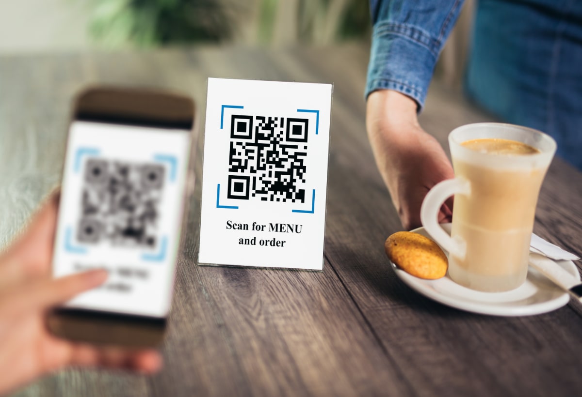 QR code sign with order instruction