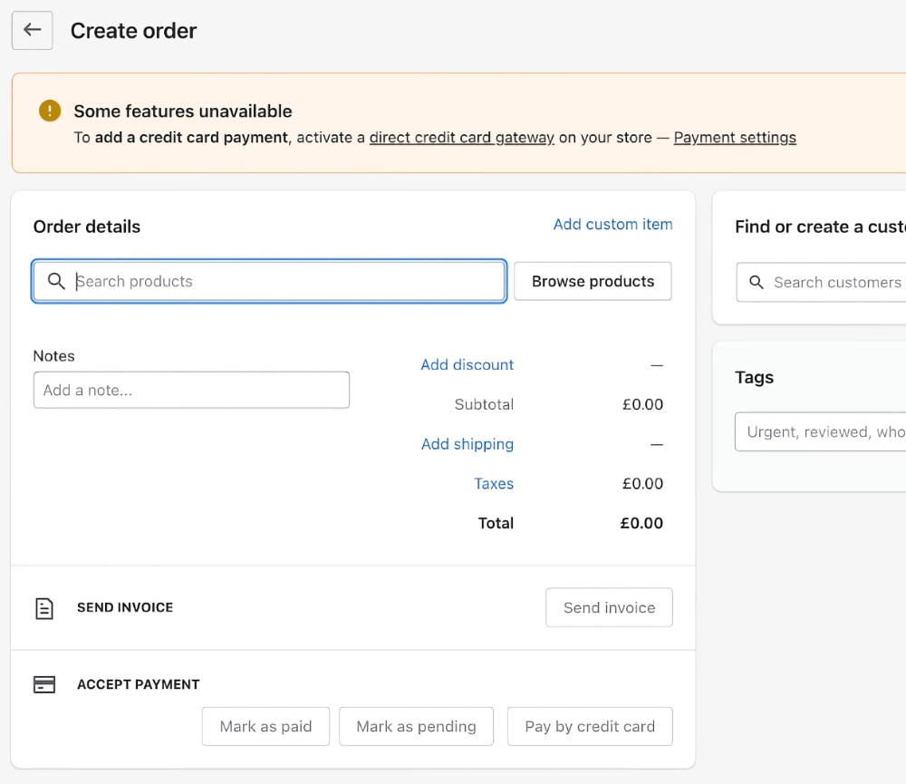 Shopify lets you create an order to pay by link Shopify draft order creation
