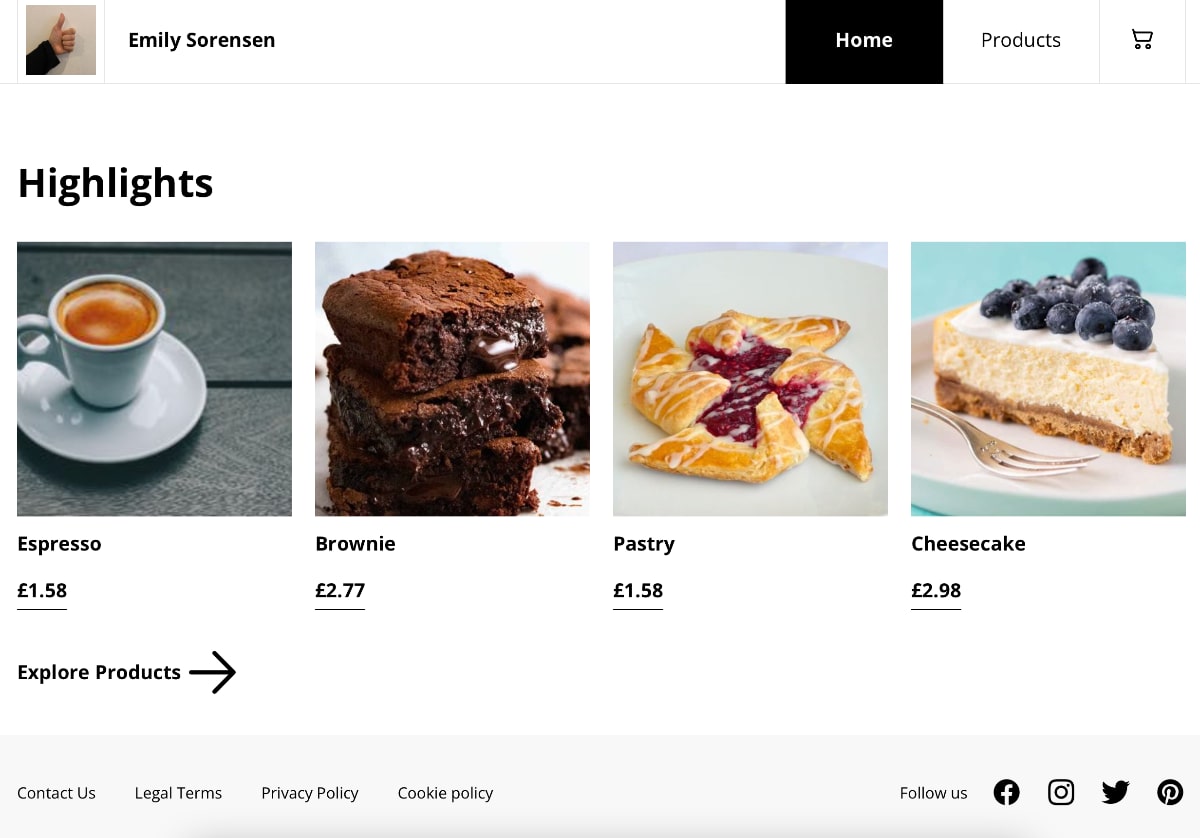 Website made with SumUp SumUp Online Store example website