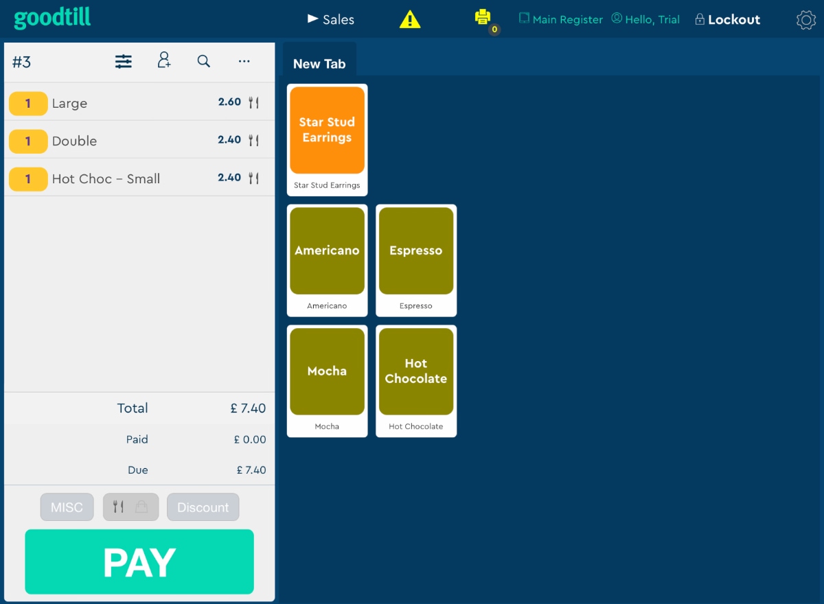 Goodtill by SumUp example: a simple register layout