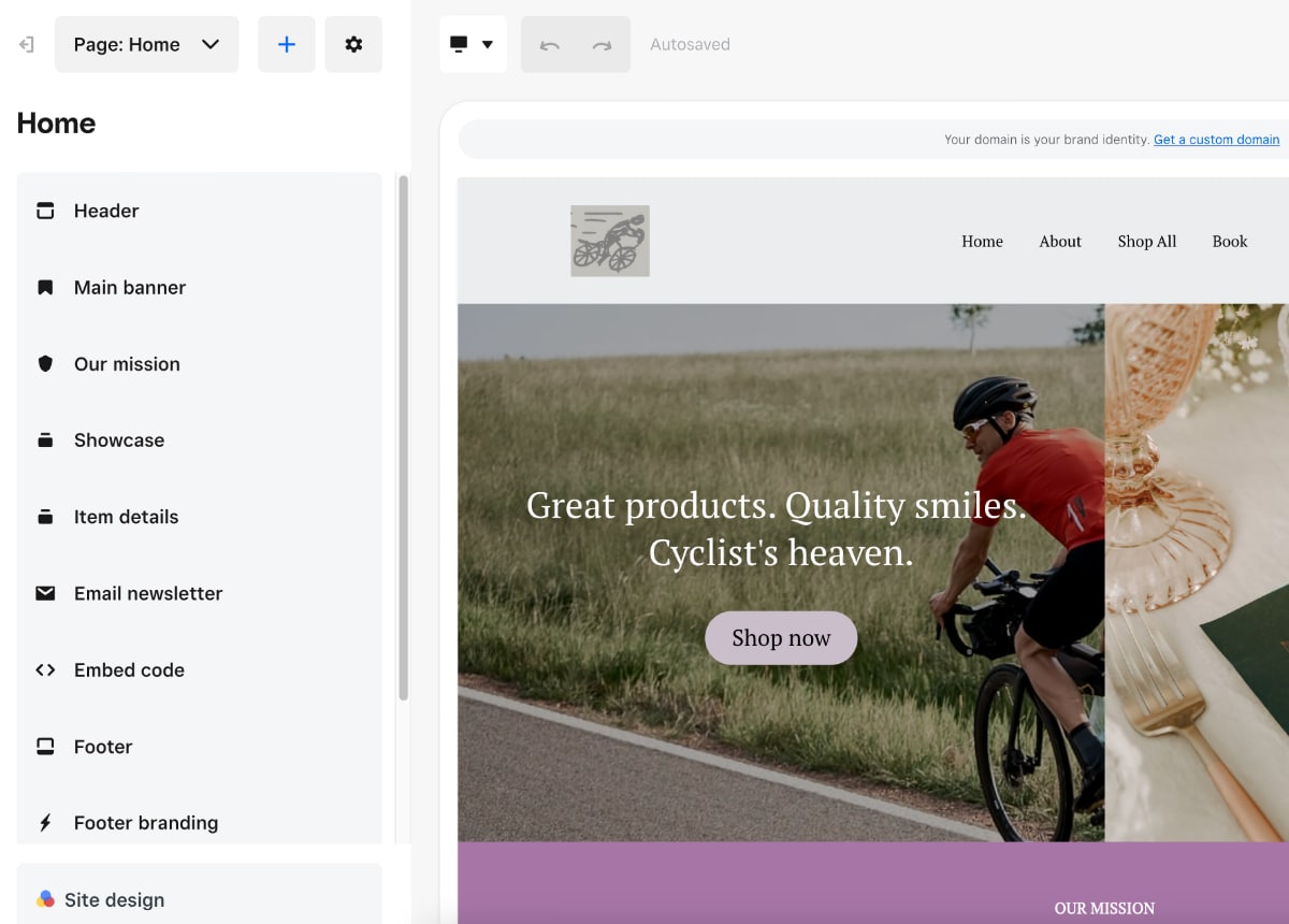 Square’s website editor is simple and user-friendly Square Online editor