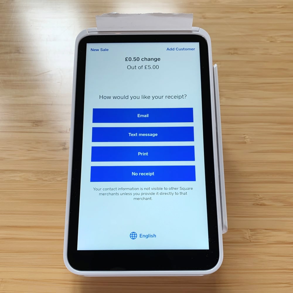 Square Terminal offers all the main receipt options Square Terminal receipt options