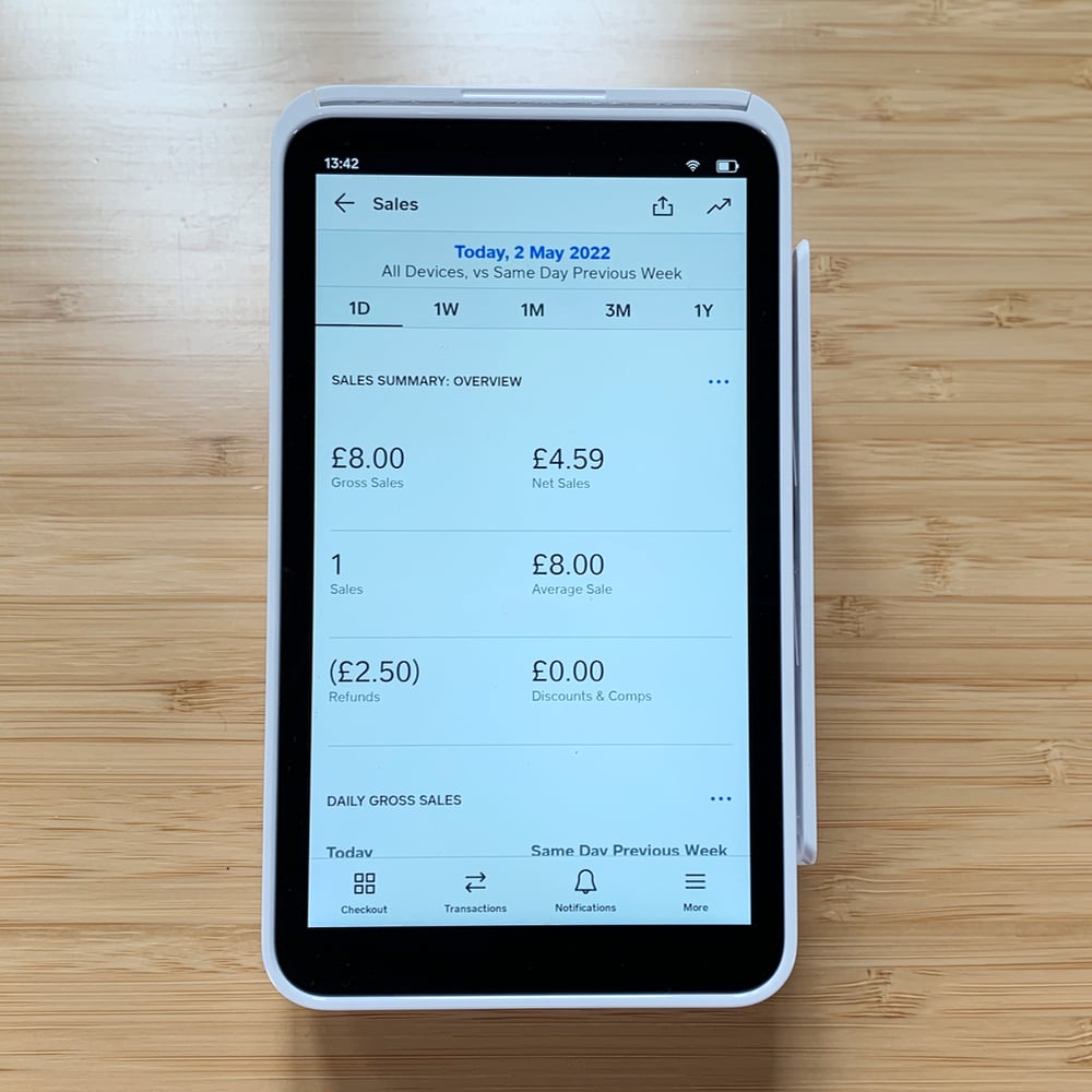 Square Terminal lets you check daily, monthly and annual sales sales summary on Square Terminal