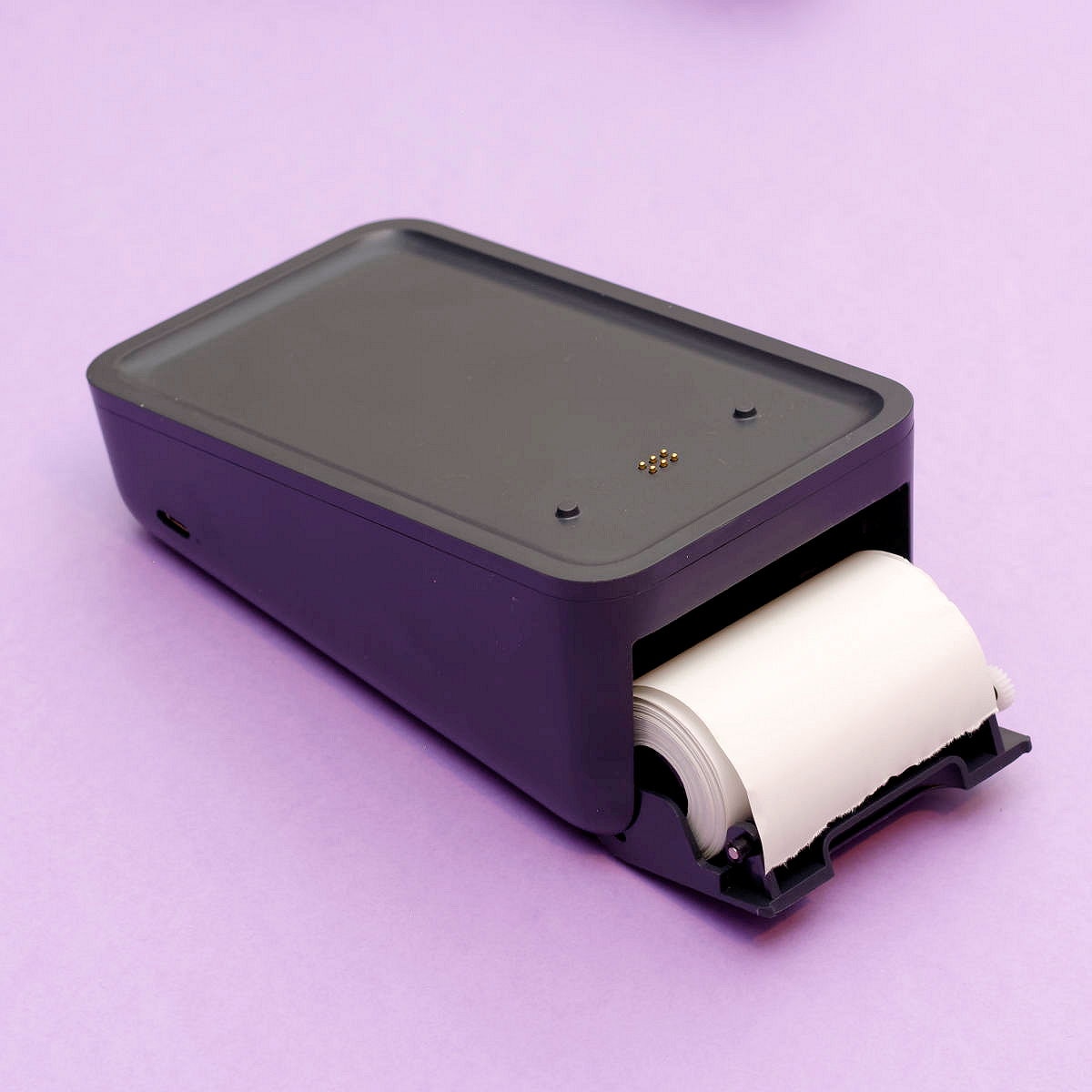 Zettle Terminal Dock can print receipts Zettle Terminal Dock & Printer - open receipt roll compartment