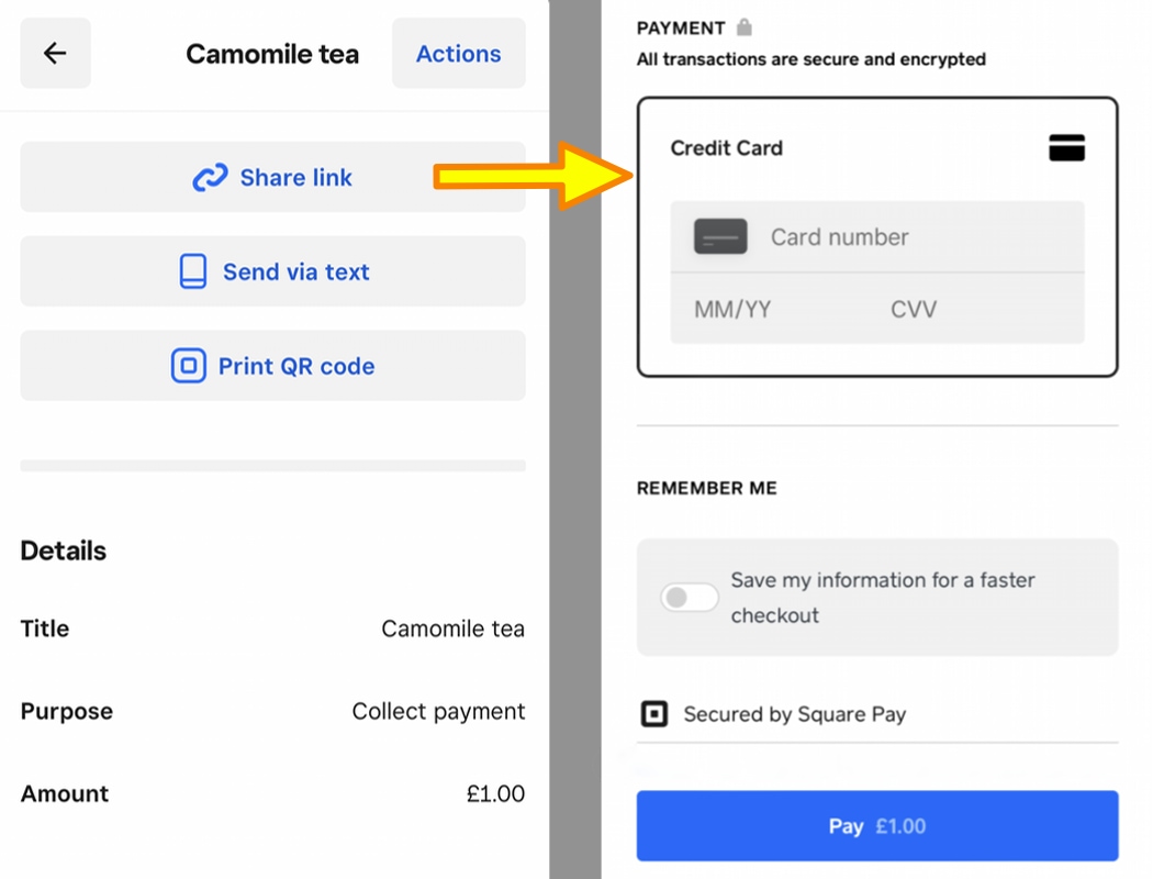 With a smartphone, you can easily send payment links to customers sending payment link screens