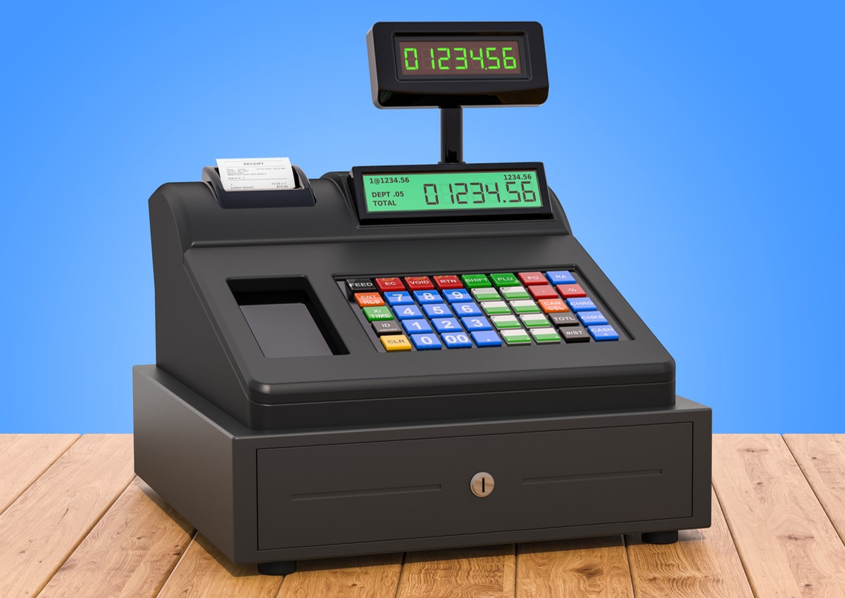 Example of a cash register cash register on table