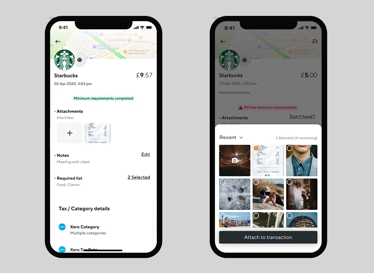 Upload receipts in the Soldo app for each expense Soldo app expense example
