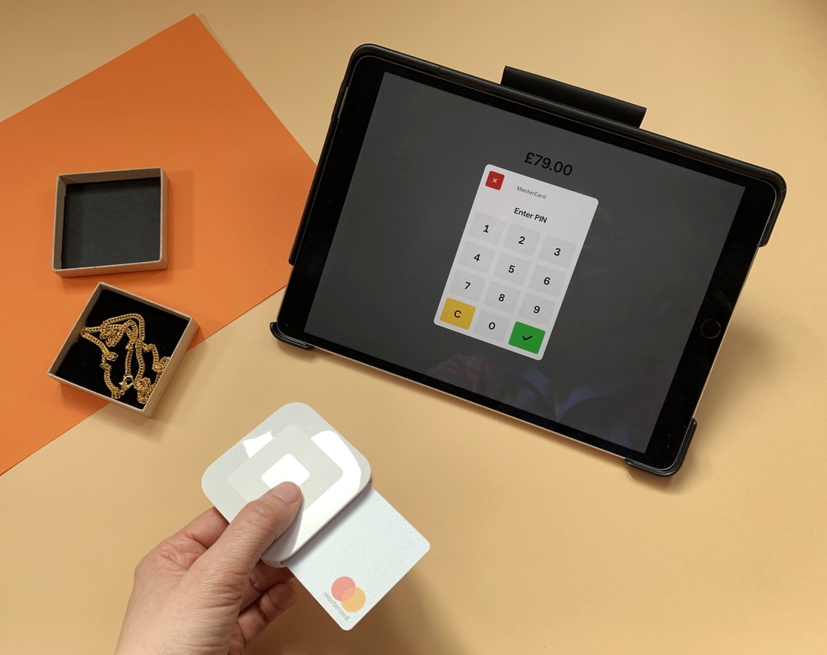 Square Reader accepting a chip-and-PIN transaction
