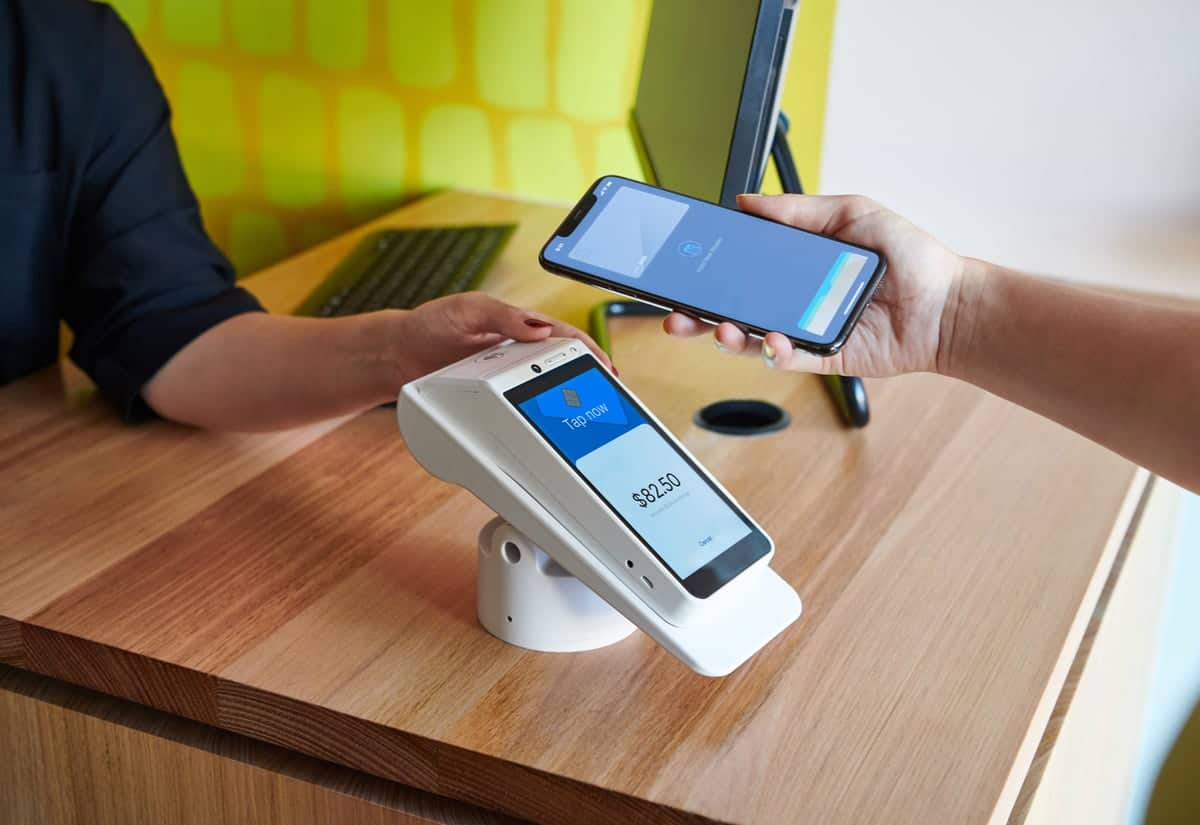 Zeller Terminal on a POS counter Zettle Terminal in holder