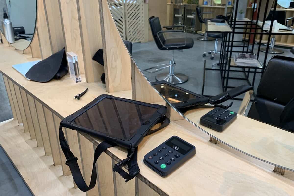 Zettle credit card reader in a stylist’s salon Zettle Reader at hairdressers
