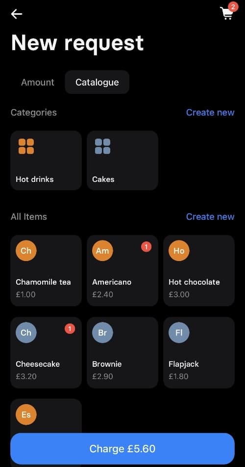 You can create a product catalogue in the Revolut Business app product catalogue in Revolut Business app