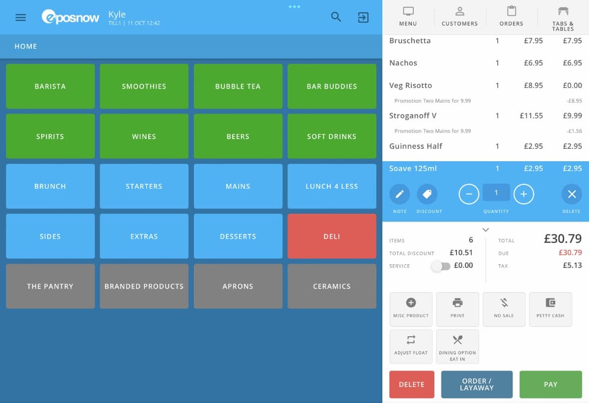 Epos Now till interface Epos Now till interface