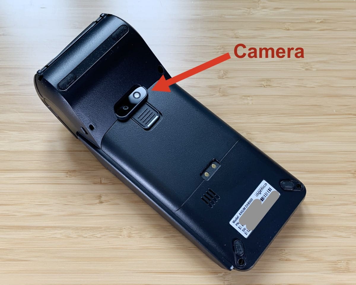 Ingenico Axium DX8000 has a camera underneath