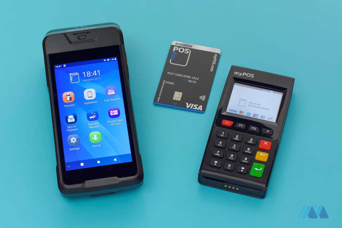 myPOS card machines include a Visa Business Card myPOS Carbon and Go with a myPOS Visa card