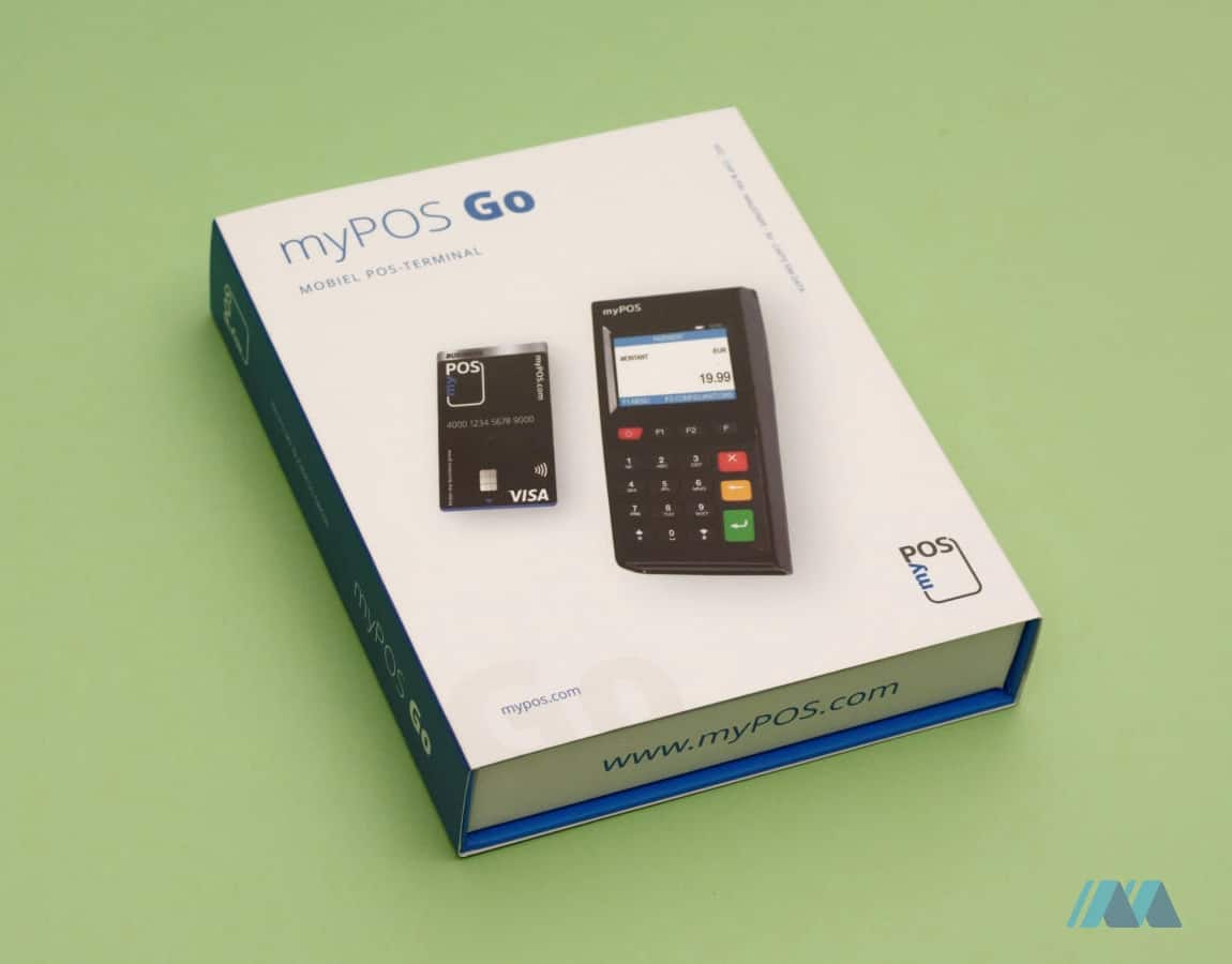 myPOS Go includes a free business Visa card myPOS Go box
