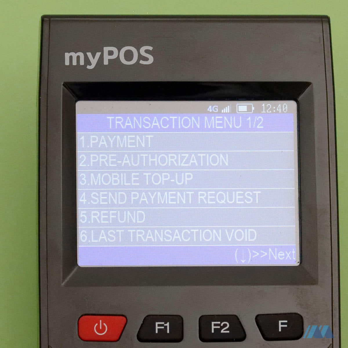 Some of the menu items on myPOS Go myPOS Go transaction menu part 1