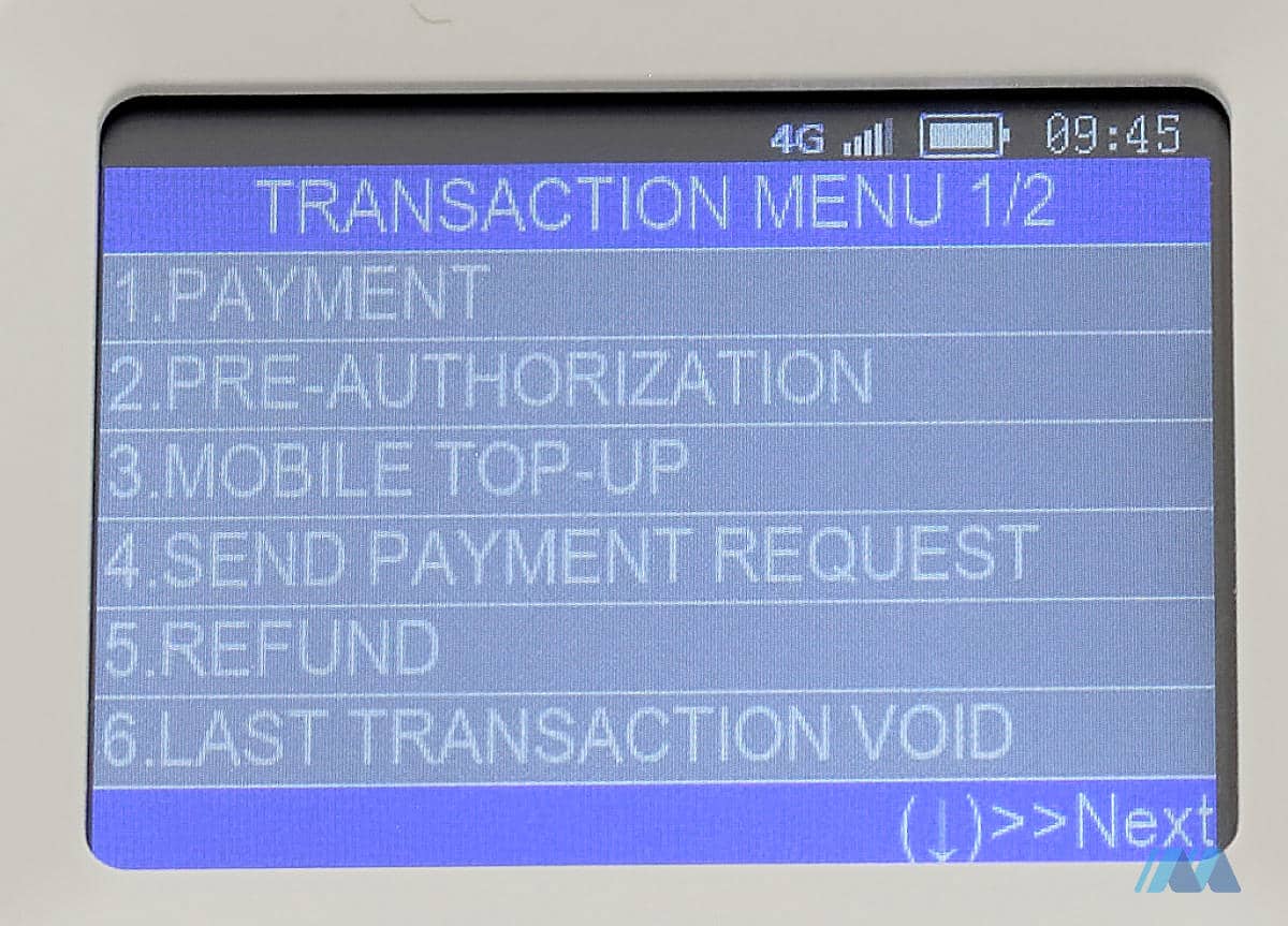 mypos-go2-22 Transaction menu myPOS Go 2