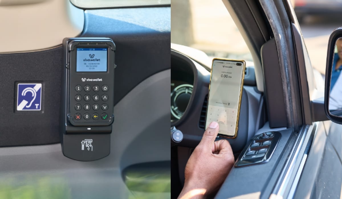 Viva Wallet Black Cab solution Viva Wallet card reader and app in cab