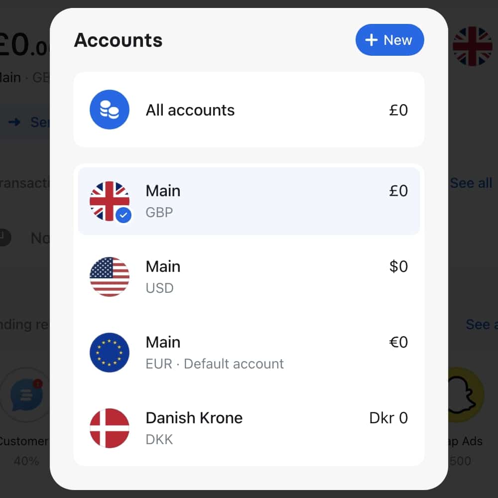 Revolut Business lets you create different currency accounts Revolut currency account creation pop-up