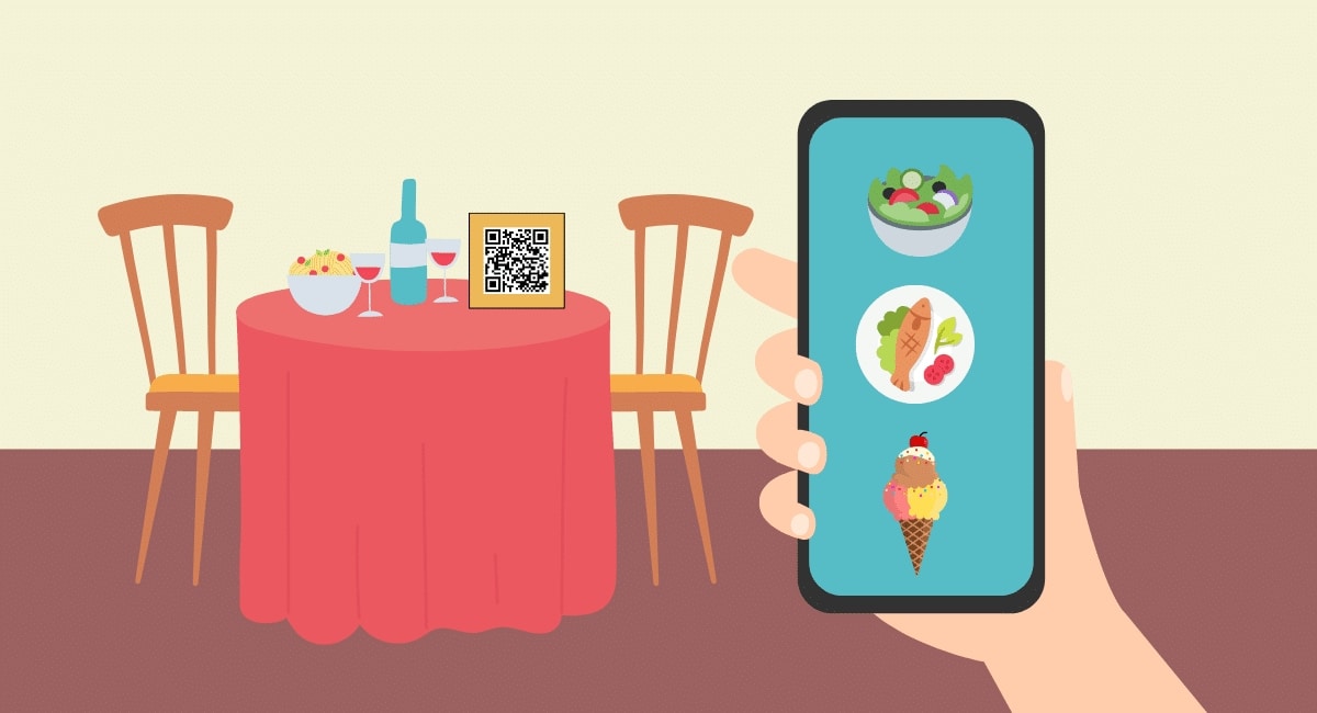 QR code menu in restaurant