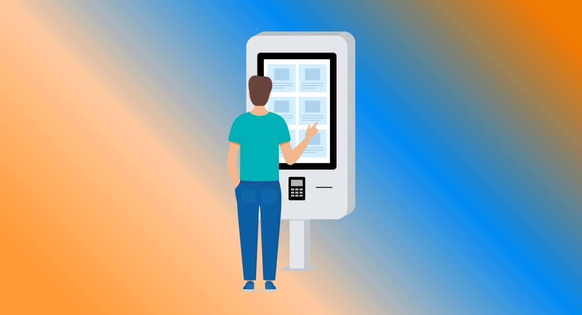 self-service kiosk with customer