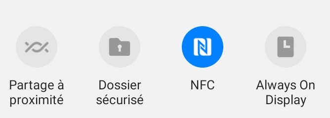 “Active” NFC logo on an Android device Android NFC logo in French menu