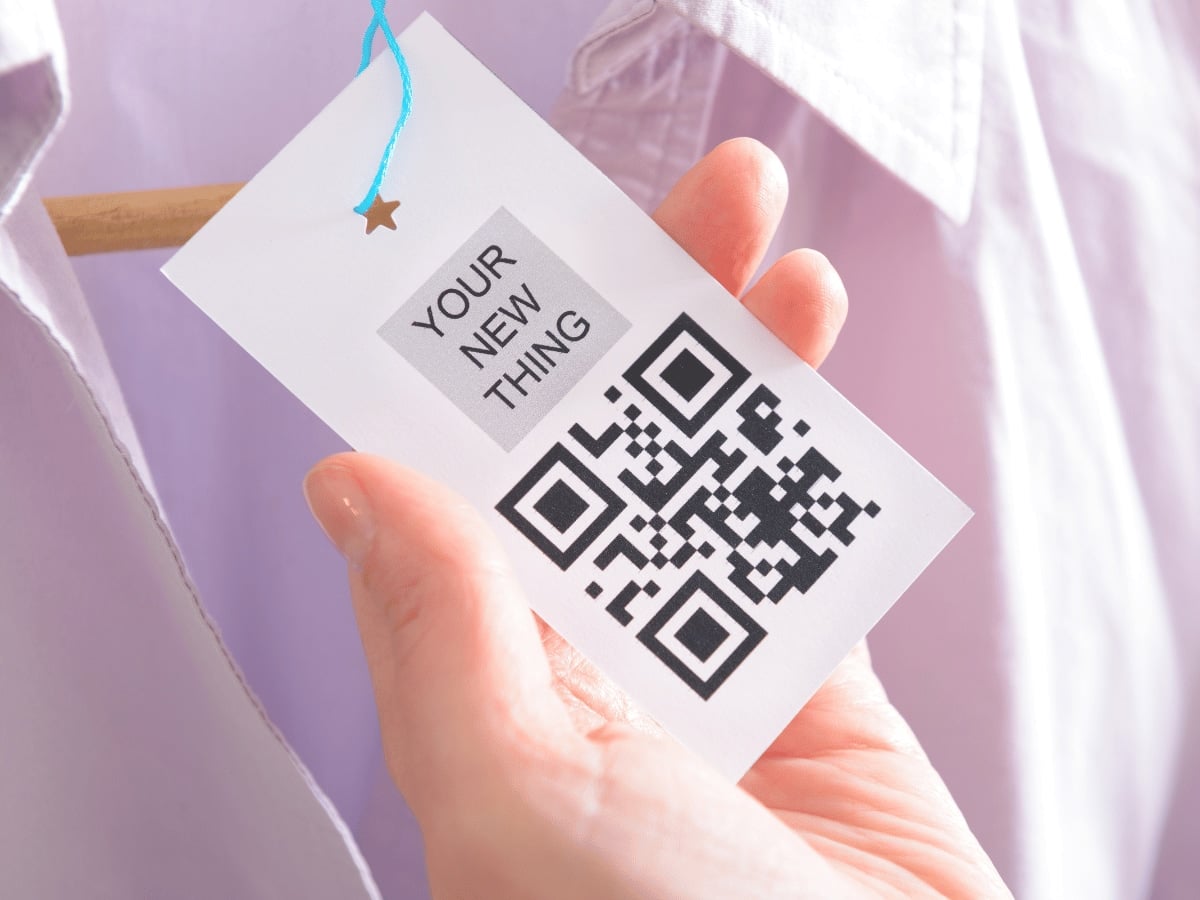 In the future, QR codes may replace barcodes completely on shop labels QR code on shirt label