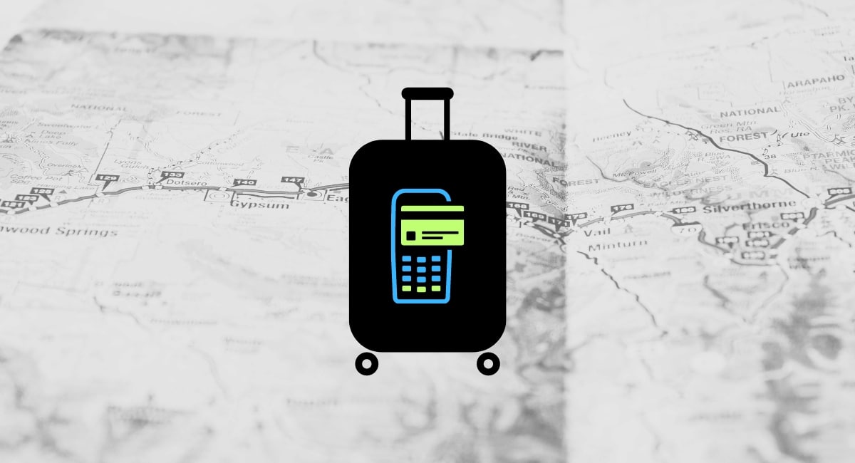 card machine in suitcase