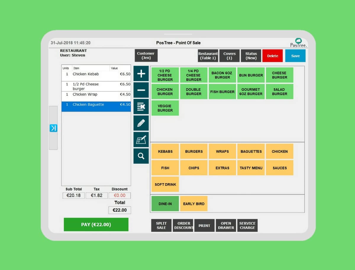 Postree software on a Windows tablet Postree app screen