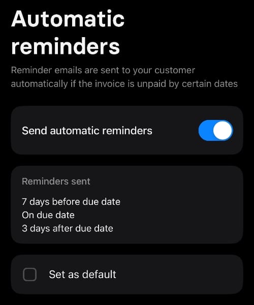Revolut invoice settings for automatic reminders Revolut invoice auto reminder settings