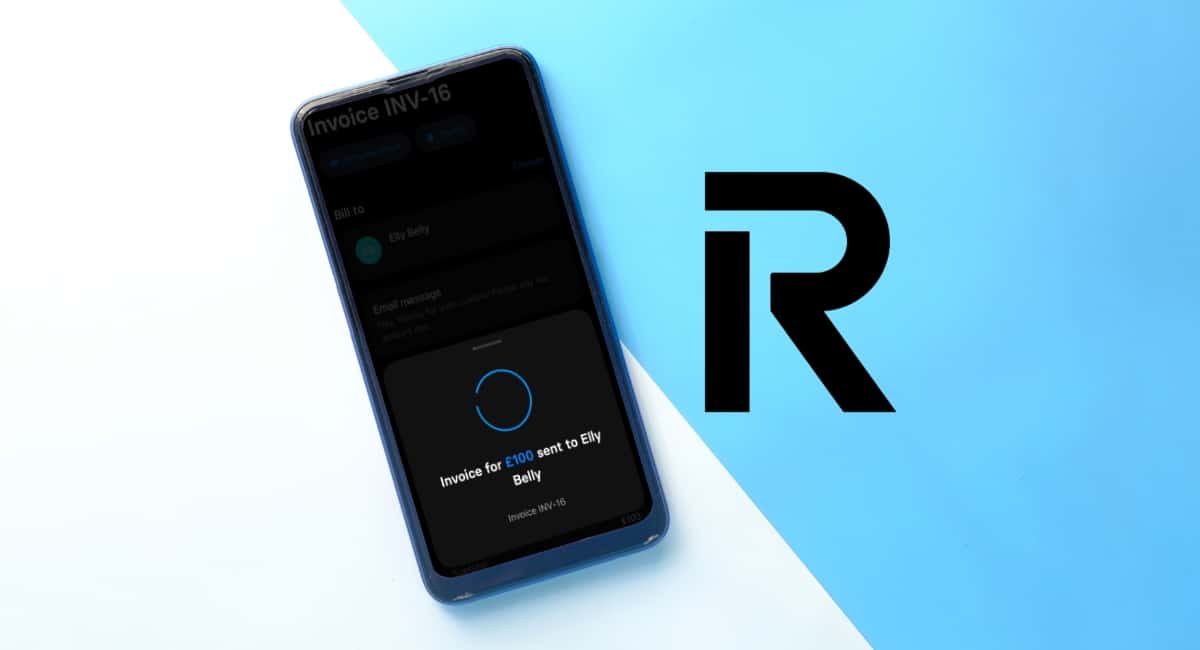 Mobile invoice screen next to Revolut icon