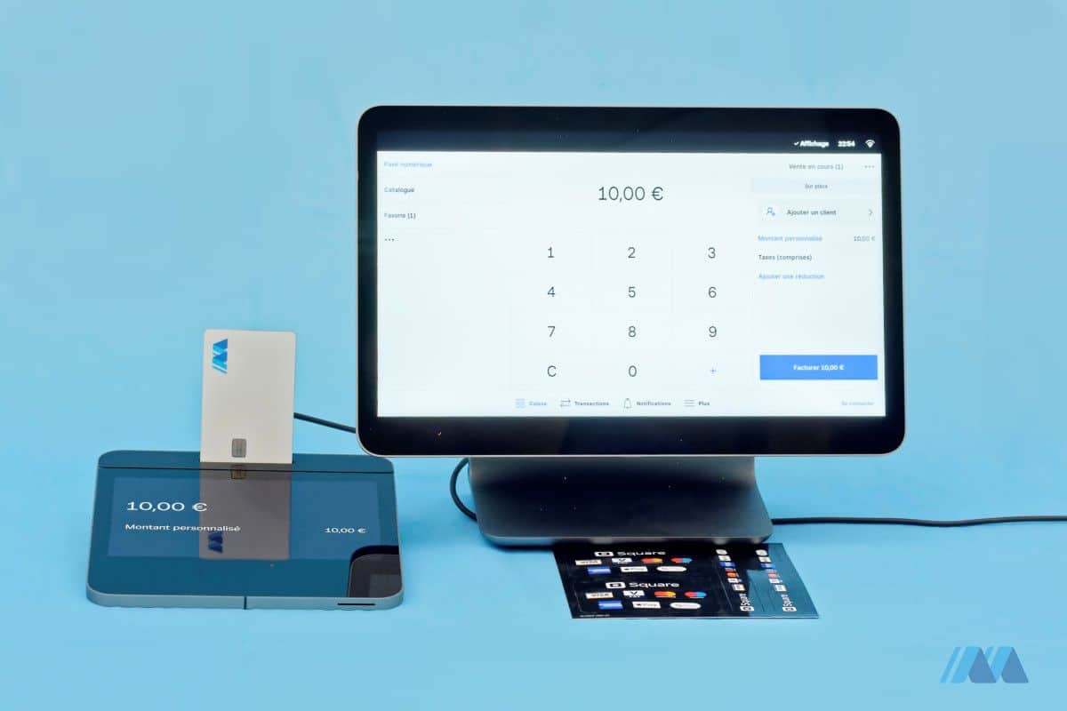 Square Register is a complete checkout, but without a cash drawer Square Register with attached touchscreen card terminal