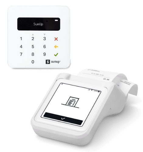 SumUp Air and SumUp Solo stationed in its receipt printer SumUp Air and SumUp Solo Printer