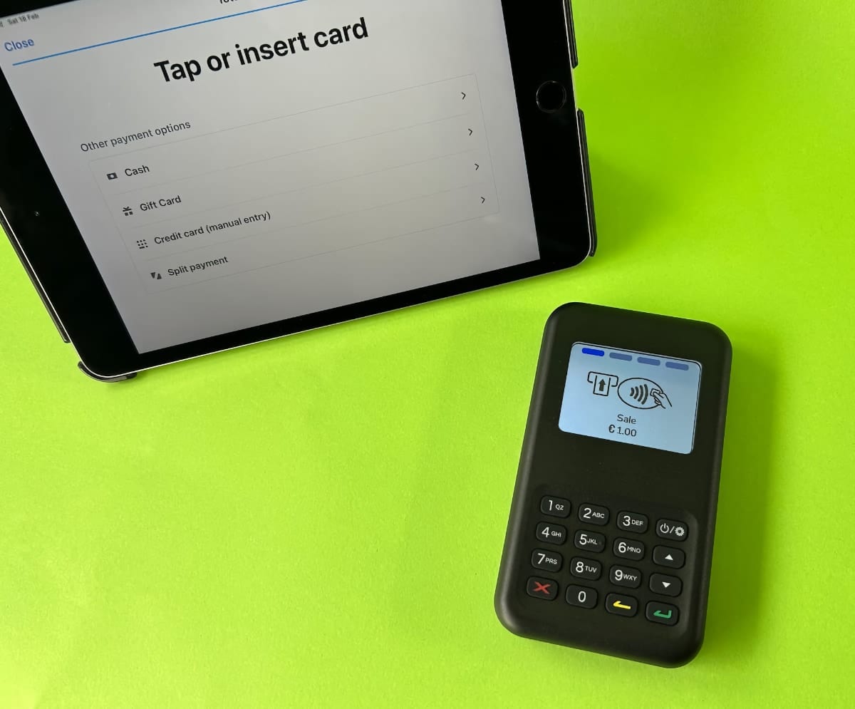Shopify POS app connects with the Shopify WisePad 3 Reader in Ireland WisePad 3 Reader syncing with Shopify POS app on iPad