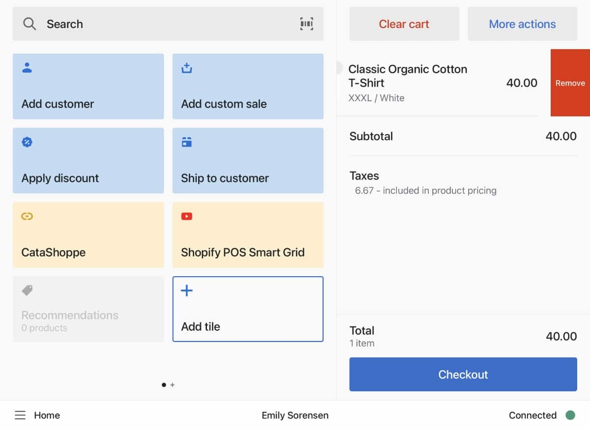 Shopify POS app on iPad Shopify POS app checkout buttons