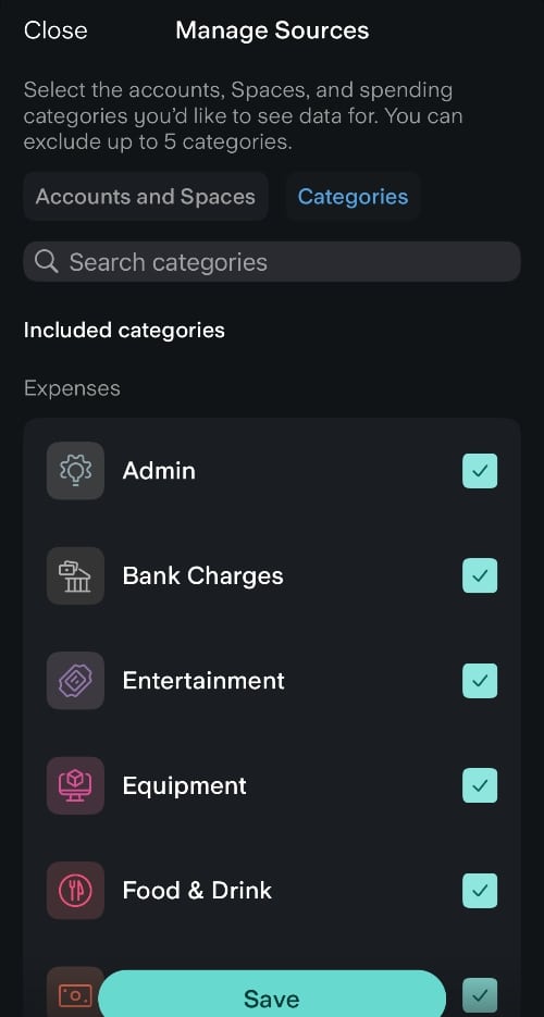 Starling Business banking app lets you categorise expenses Starling app expense categories list