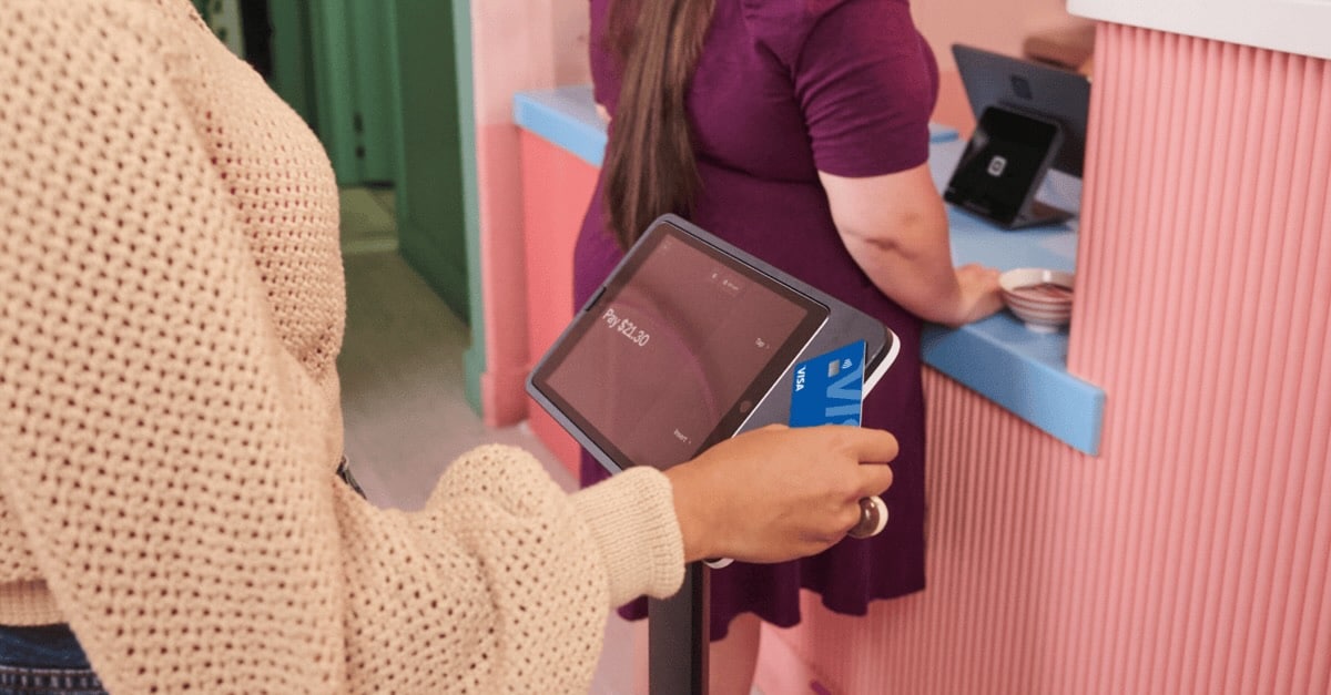 Square Kiosk checkout Customer paying at Square Kiosk